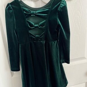 Holiday dress, velvet green toddler dress